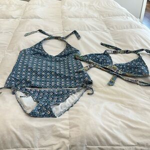 Athleta, 3 piece swim - tankini, bikini bottoms, bikini top, Medium, multi color